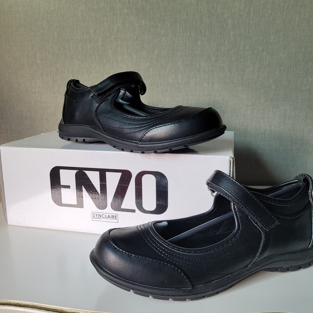 ENZO Elyse Kids Mary Jane Shoes Black School Uniform Dress Flats Girl Size 2